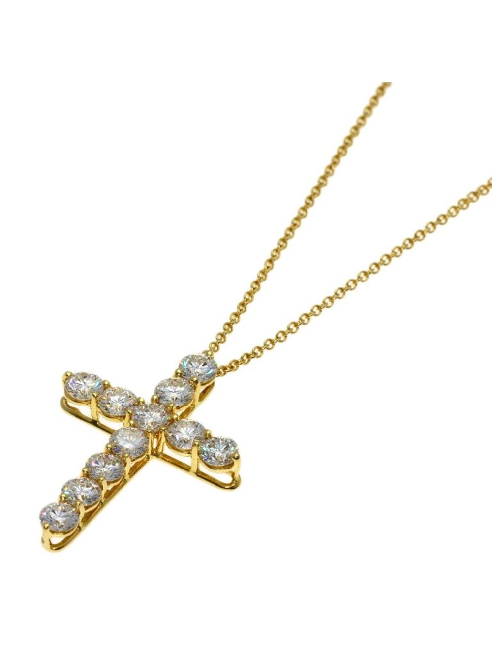 Tiffany & Co Large Cross Diamond Necklace 18k Yellow Gold